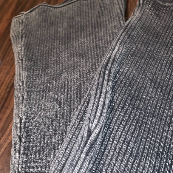 Grey Ribbed Bell Bottom Pants - Picture 2 of 3